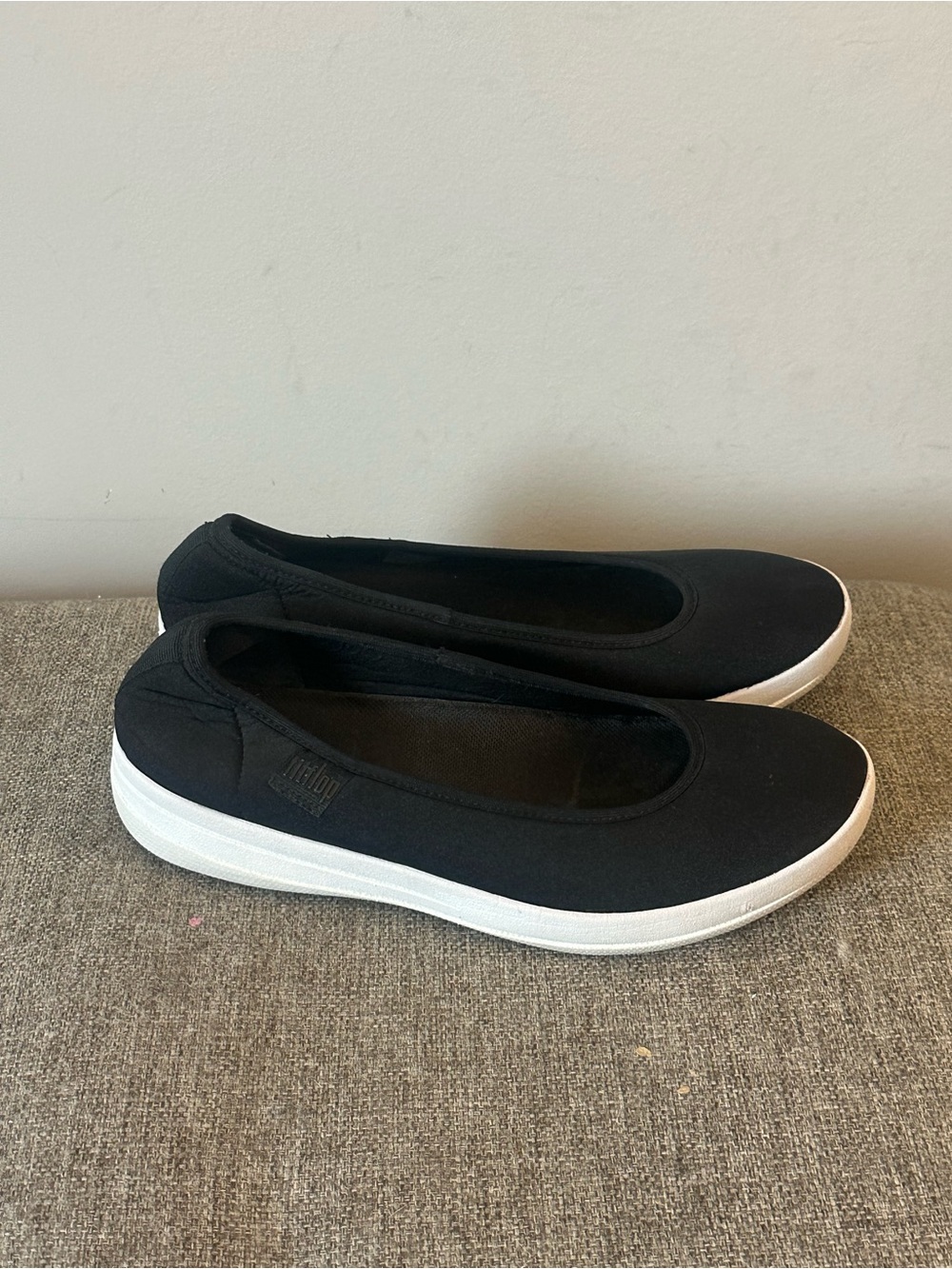 Fitflop Black Slip-On Women’s Casual Shoes with White Sole